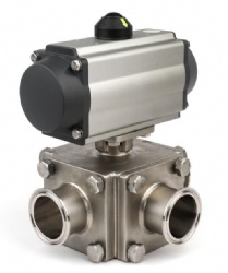 sanitary actuator three ways ball valve